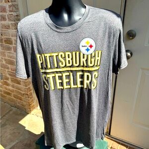 NFL Apparel, Short Sleeve, Gray, Pittsburgh Steelers, Shirt, Size Large